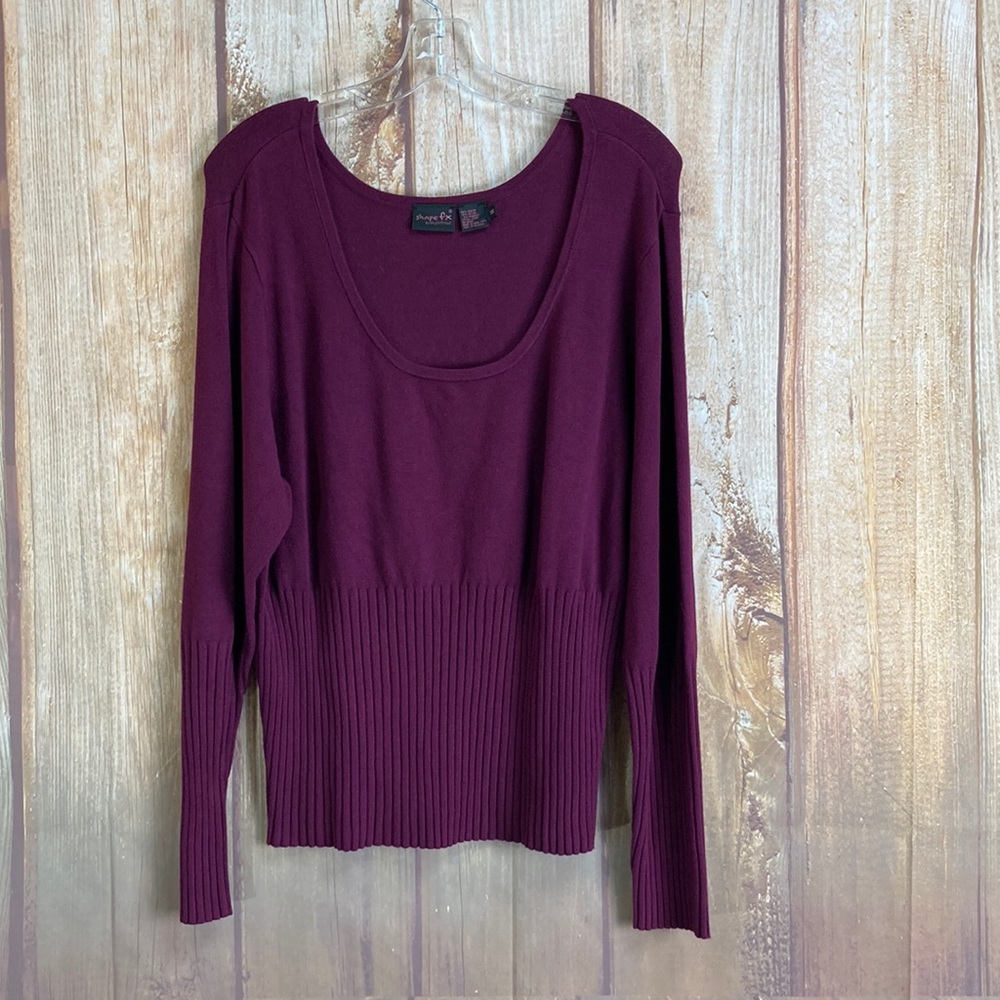 ➡️Shape FX Maroon Scoop Neck Knit Top Size 3X